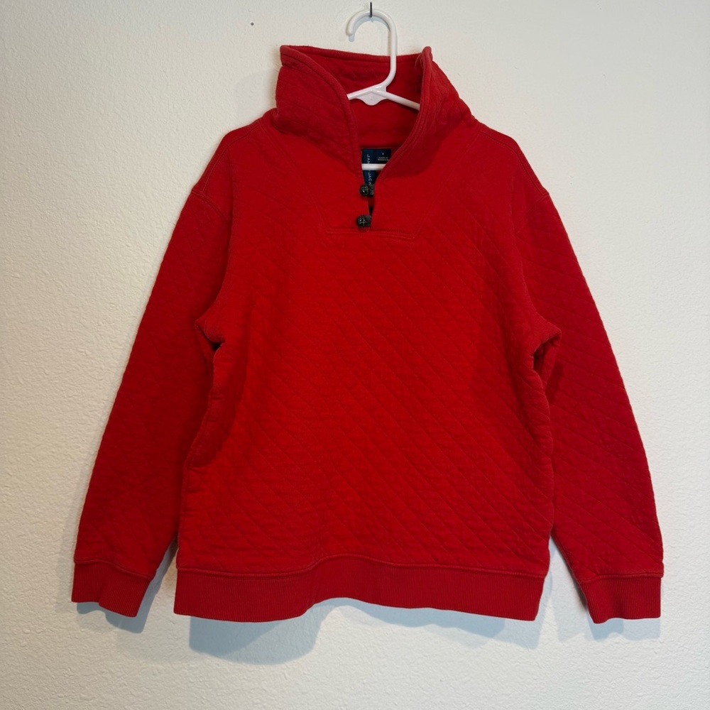 Janie And Jack Red Quilted Rugby Long Sleeve Sweater Boys Size 8 Elbow Patches
